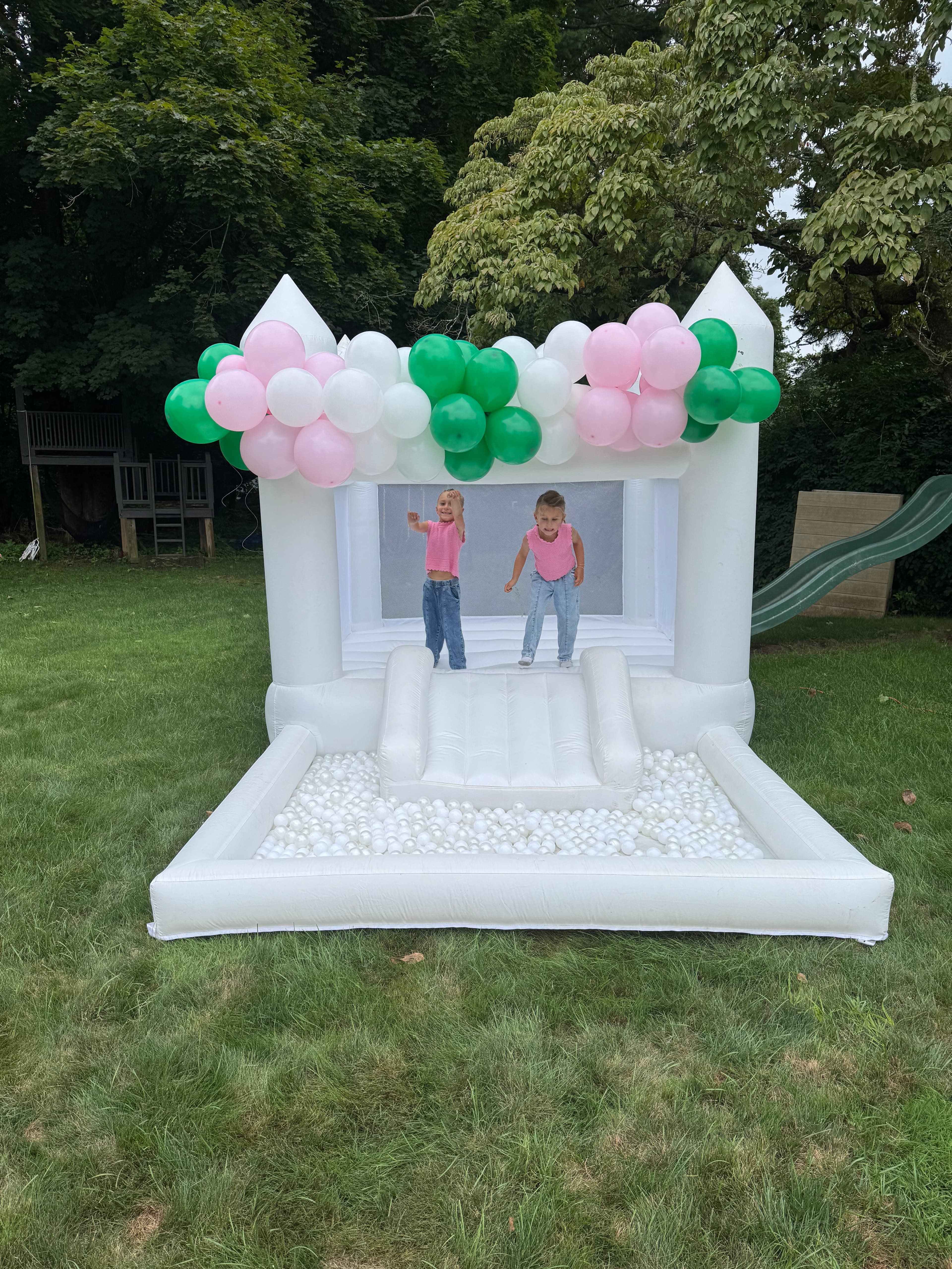 White castle bounce house setup